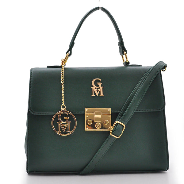 GM Borsa Dina donna bauletto baule pelle rigida tracolla verde signora elegante