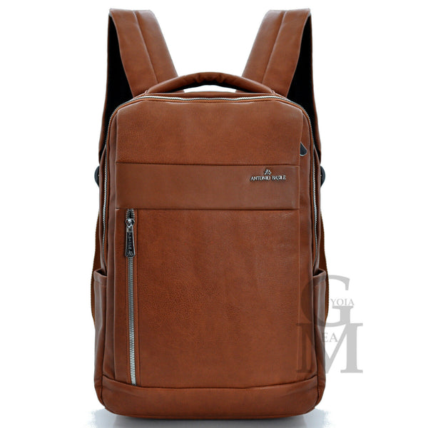 GM italia Zaino vintage uomo pelle grande nuovo USB viaggio marrone notebook pc