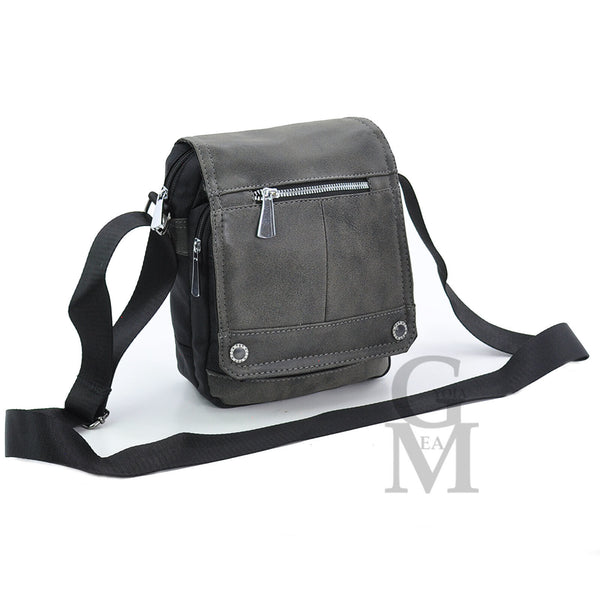 Borsello nuovo nylon pelle vintage grigio tessuto impermeabile uomo tracolla