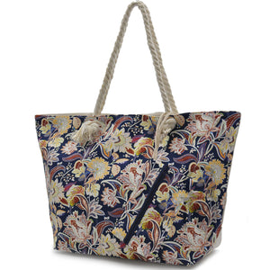 Gyoiamea borsa mare piscina tela grande manici corda fiori fantasia fiorata moda