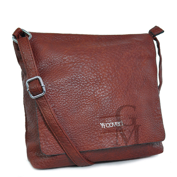 Borsa pelle vintage casual passeggio Coveri borsetta zip tracolla piccola donna