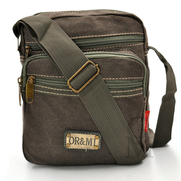 Borsello tela canvas tessuto viaggio 5 tasche cerniere borsellino piccolo casual