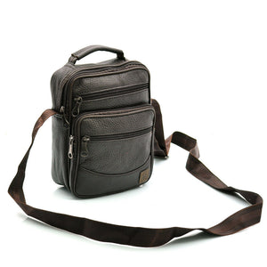 GM borsello uomo vera pelle casual multi tasche elegante zip marrone tracolla