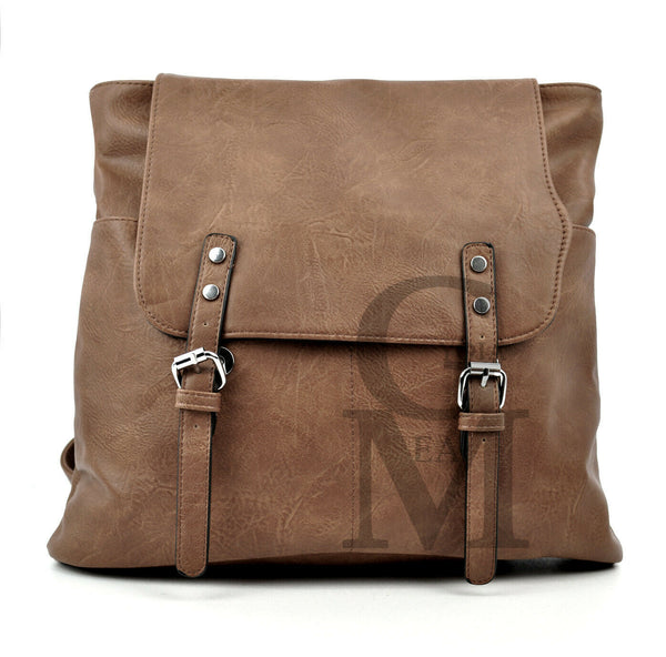 GM borsa zaino 2in1 donna fibbie vintage pelle cuoio scuola spalla tracolla