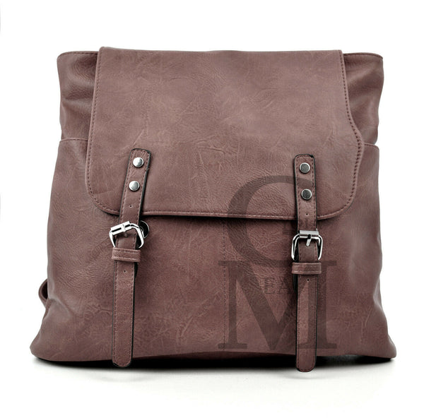 GM borsa zaino 2in1 donna fibbie vintage pelle cuoio scuola spalla tracolla