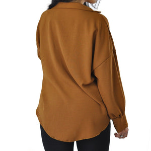 Camicia ITALY blusa donna morbida colletto elegante larga casual maniche lunghe