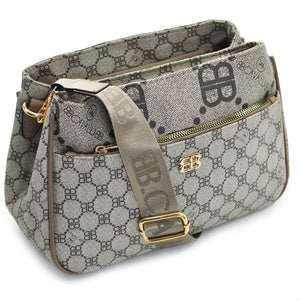 Borsa Firmata Briciole multi tasche new nera Donna fantasia logo Zip Tracolla