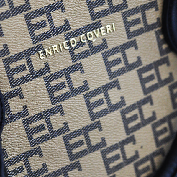 Enrico COVERI borsa shopping logo elegante casual passeggio fantasia marrone new