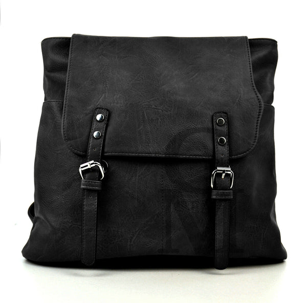 GM borsa zaino 2in1 donna fibbie vintage pelle cuoio scuola spalla tracolla