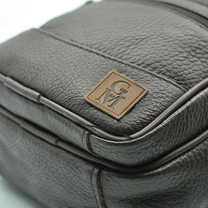 GM borsello uomo vera pelle casual multi tasche elegante zip marrone tracolla