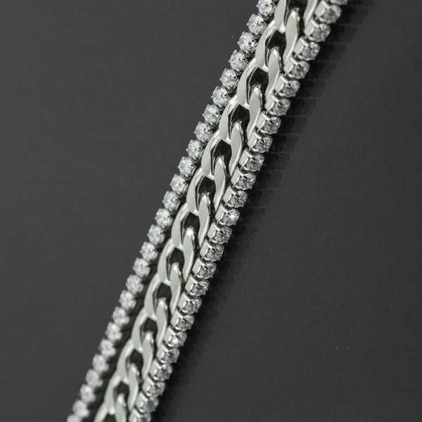 Bracciale tennis Gyoiamea Acciaio Donna uomo Braccialetto multi strato argento