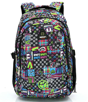 Zaino scuola fantasia murrales griffati nuovo tasche superiori porta pc viaggio