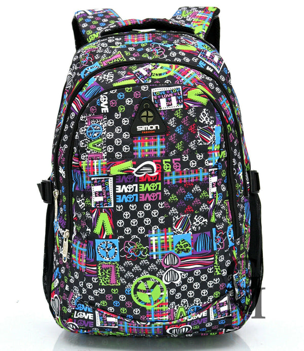 Zaino scuola fantasia murrales griffati nuovo tasche superiori porta pc viaggio