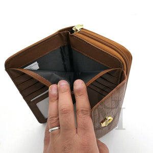 Portafoglio Donna Grande Pelle Cerniera trifold Portamonete squamato coccodrillo