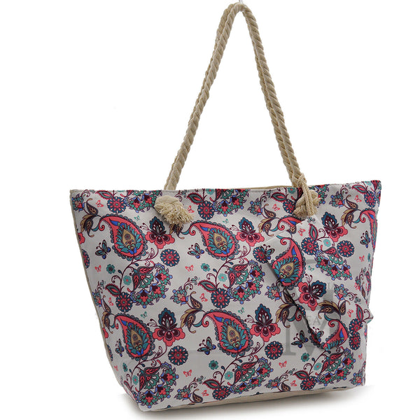 Gyoiamea borsa mare piscina tela grande manici corda fiori fantasia fiorata moda