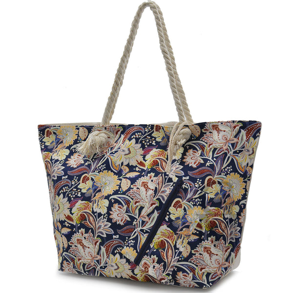 Gyoiamea borsa mare piscina tela grande manici corda fiori fantasia fiorata moda