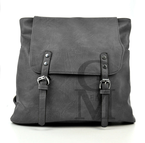 GM borsa zaino 2in1 donna fibbie vintage pelle cuoio scuola spalla tracolla