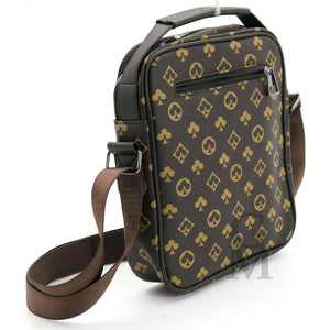 Borsello Uomo GM Borsa Tracolla Pelle Grande Nero Marrone fantasia poker picche
