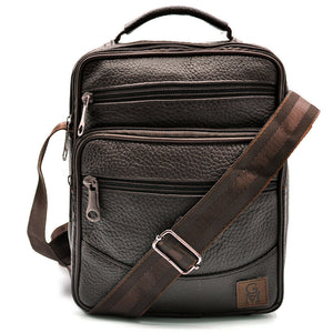 GM borsello uomo vera pelle casual multi tasche elegante zip marrone tracolla