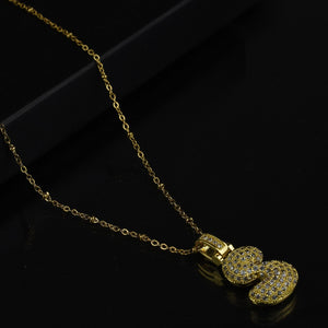 Collana donna oro strass incastonati lettera particolare acciaio inossidabile