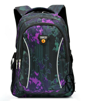 Zaino imbottito viola scuola colorato nuovo tasche superiori impermeabile pc