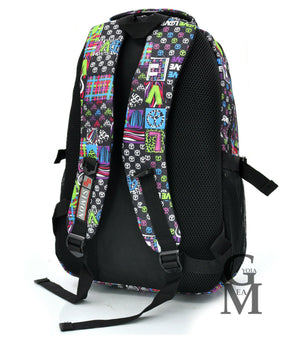 Zaino scuola fantasia murrales griffati nuovo tasche superiori porta pc viaggio