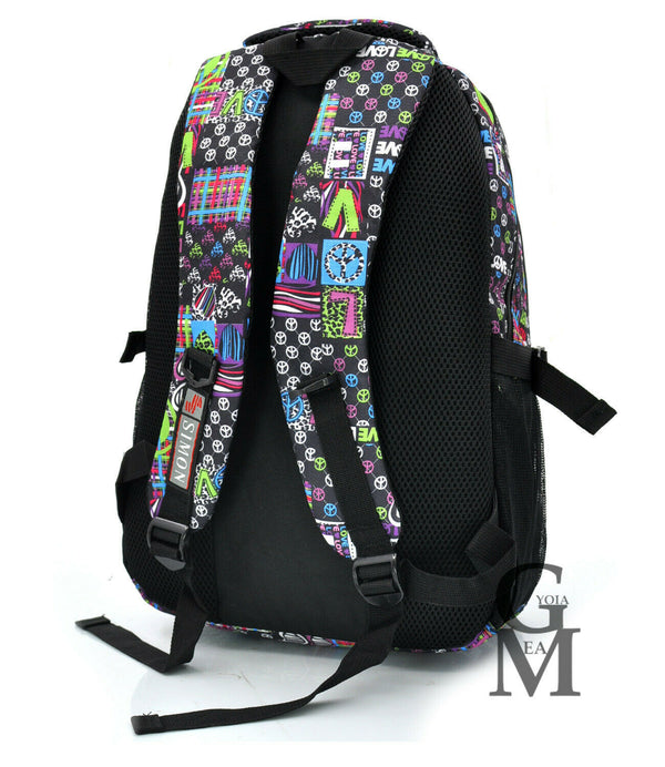 Zaino scuola fantasia murrales griffati nuovo tasche superiori porta pc viaggio