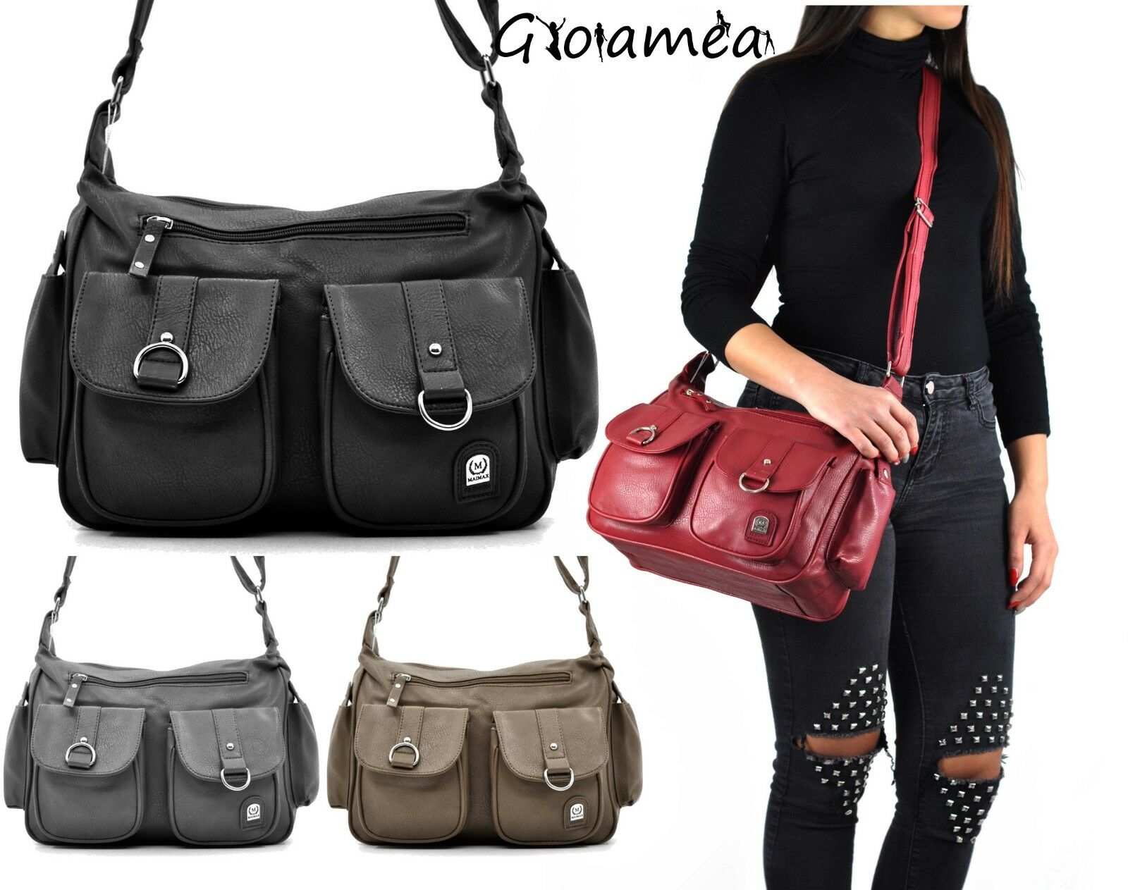 Borsa tracolla donna capiente spalla multi tasche comoda moda passeggi