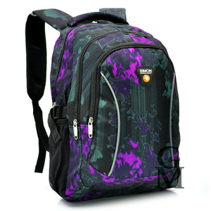 Zaino imbottito viola scuola colorato nuovo tasche superiori impermeabile pc
