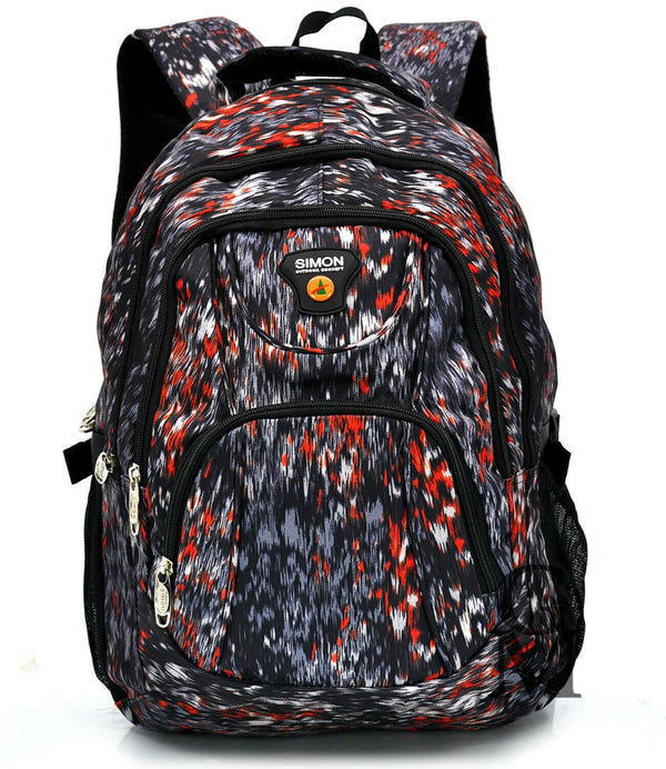 Zaino unisex scuola fantasia fumo street rosso nuovo tasche superiori porta pc
