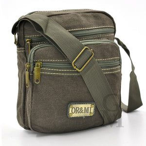 Borsello tela canvas tessuto viaggio 5 tasche cerniere borsellino piccolo casual