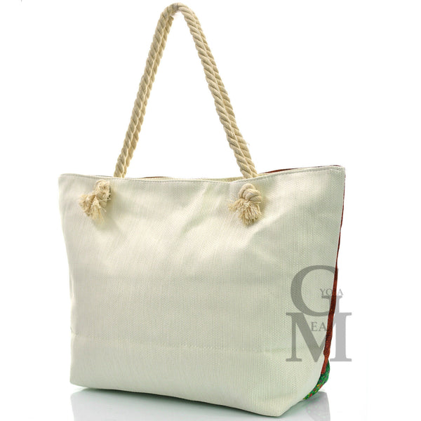 BORSA mare klimt il bacio dipinto stampa DONNA tessuto manici corda tela gialla