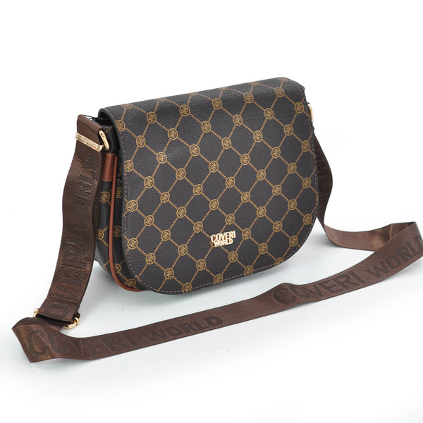 Borsa tracolla messenger postina firmata COVERI donna fantasia scritte marrone