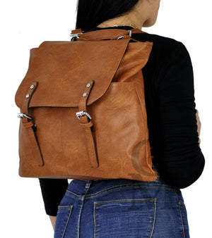 GM borsa zaino 2in1 donna fibbie vintage pelle cuoio scuola spalla tracolla