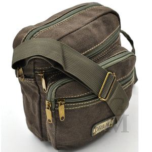 Borsello tela canvas tessuto viaggio 5 tasche cerniere borsellino piccolo casual