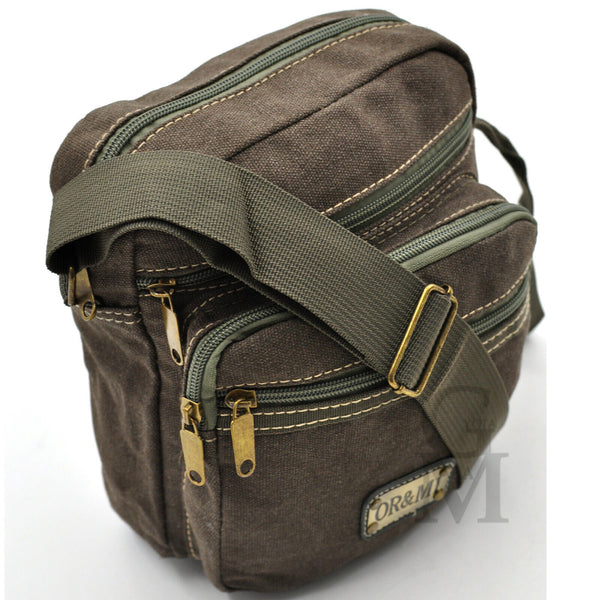 Borsello tela canvas tessuto viaggio 5 tasche cerniere borsellino piccolo casual