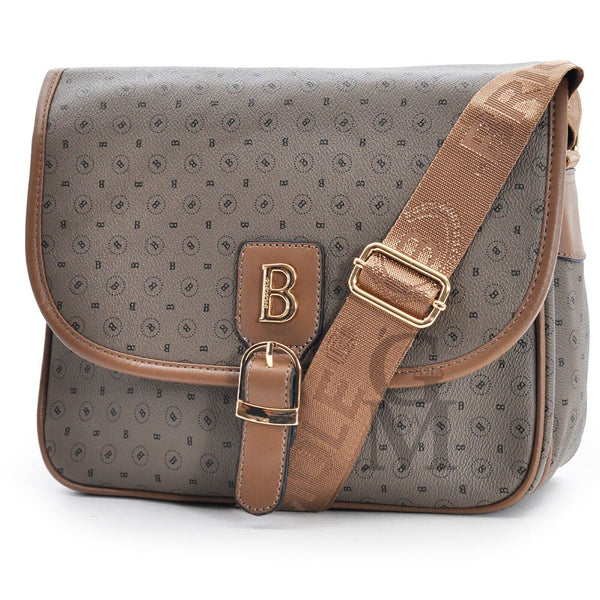borsa firmata BRICIOLE BEIGE nuova donna cinghia nuova FANTASIA scritte tracolla