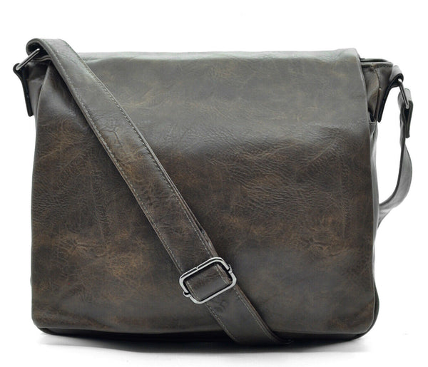 Borsa Uomo Vintage pelle venata Tracolla Messanger Uomo MARRONE grande lavoro