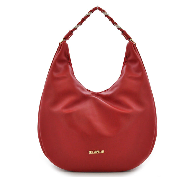 Borsa hobo donna a sacco CAVALLI capiente morbida monomanico rossa beige borchie