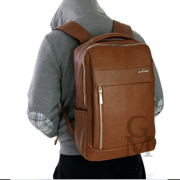 GM italia Zaino vintage uomo pelle grande nuovo USB viaggio marrone notebook pc