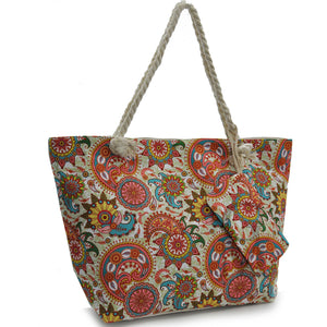 Gyoiamea borsa mare piscina tela grande manici corda fiori fantasia fiorata moda