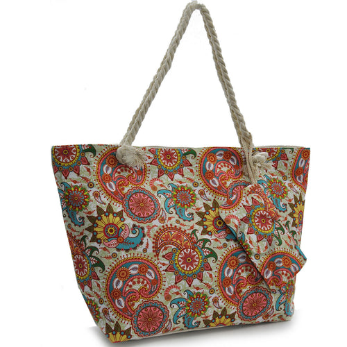 Gyoiamea borsa mare piscina tela grande manici corda fiori fantasia fiorata moda