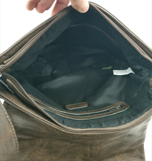 Borsa Uomo Vintage pelle venata Tracolla Messanger Uomo MARRONE grande lavoro