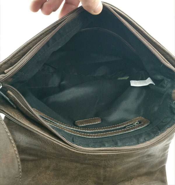 Borsa Uomo Vintage pelle venata Tracolla Messanger Uomo MARRONE grande lavoro