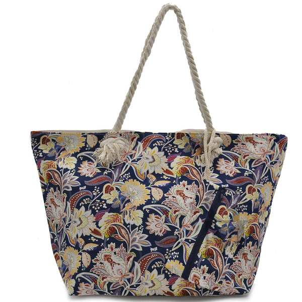 Gyoiamea borsa mare piscina tela grande manici corda fiori fantasia fiorata moda