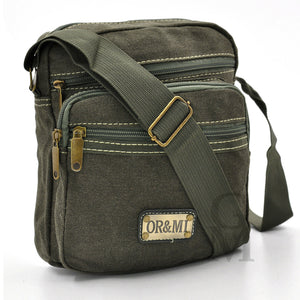 Borsello tela canvas tessuto viaggio 5 tasche cerniere borsellino piccolo casual