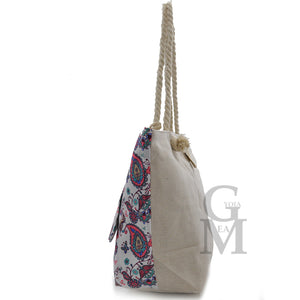 Gyoiamea borsa mare piscina tela grande manici corda fiori fantasia fiorata moda