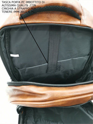 GM zaino uomo pelle grande nero lavoro porta pc viaggio multitasche cinghie moda