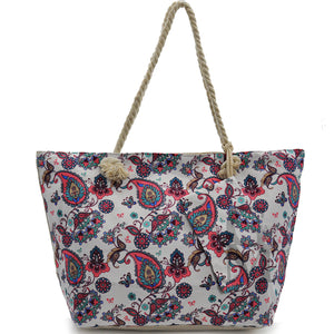 Gyoiamea borsa mare piscina tela grande manici corda fiori fantasia fiorata moda