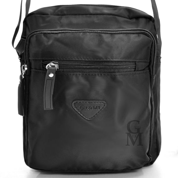 Borsello uomo tessuto impermeabile nylon Or&mi tracolla zip tasche lavoro Nero